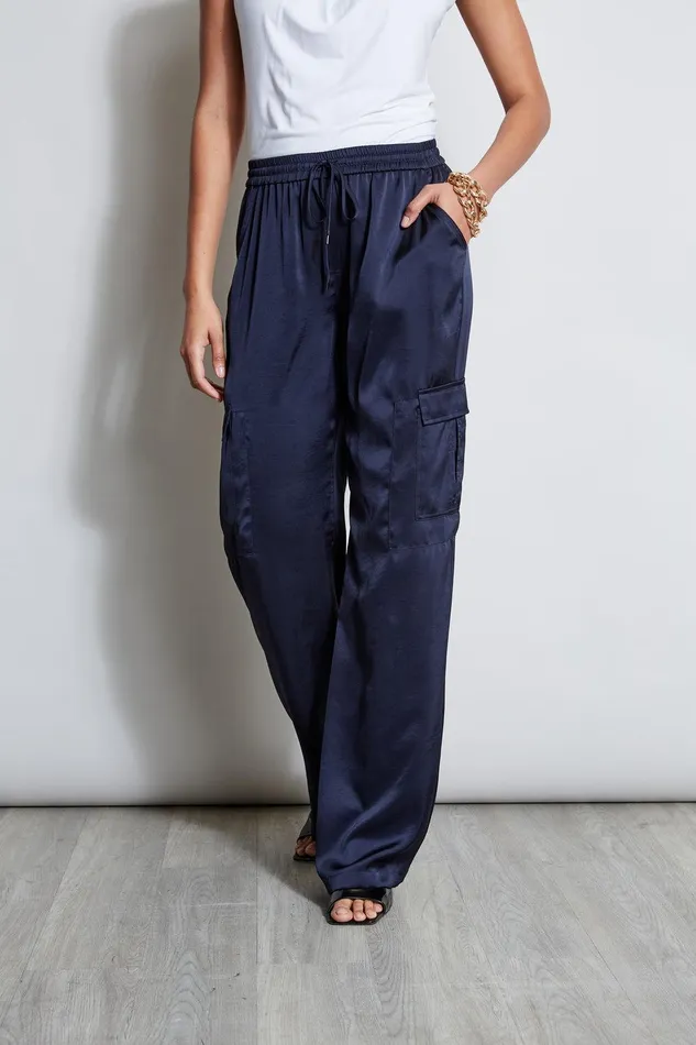 Elie Tahari Relaxed Satin Cargo Pant Stargazer Women Bottoms