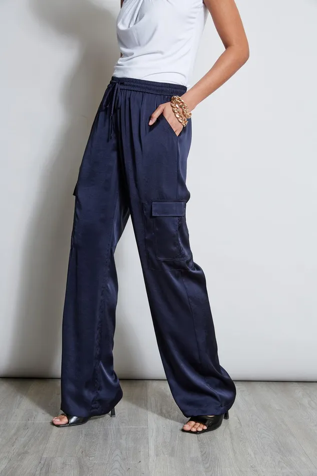 Elie Tahari Relaxed Satin Cargo Pant Stargazer Women Bottoms