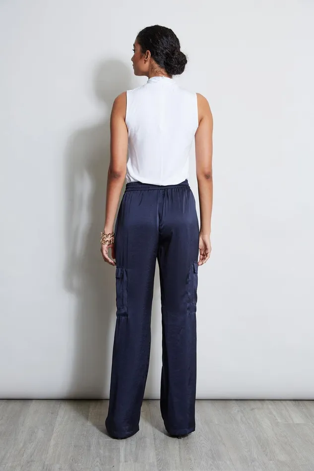 Elie Tahari Relaxed Satin Cargo Pant Stargazer Women Bottoms