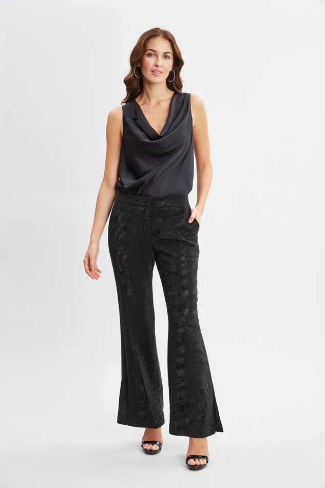 Elie Tahari Rhinestone Embellished Pants Noir Women Suiting