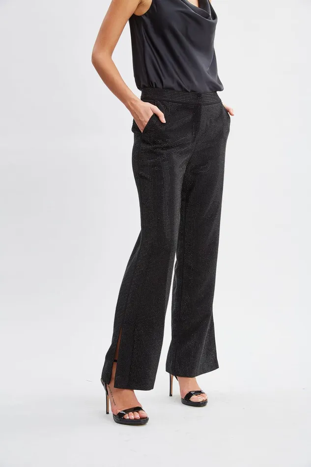 Elie Tahari Rhinestone Embellished Pants Noir Women Suiting