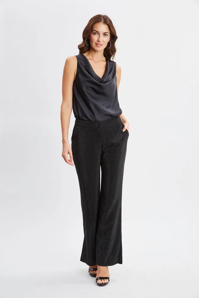 Elie Tahari Rhinestone Embellished Pants Noir Women Suiting