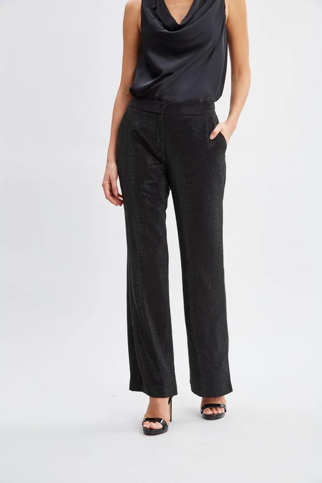 Elie Tahari Rhinestone Embellished Pants Noir Women Suiting