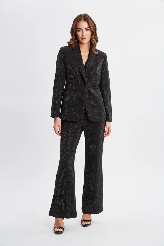 Elie Tahari Rhinestone Embellished Pants Noir Women Suiting