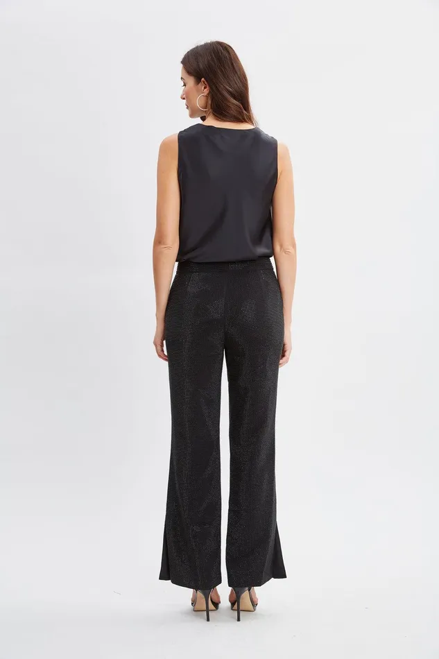 Elie Tahari Rhinestone Embellished Pants Noir Women Suiting