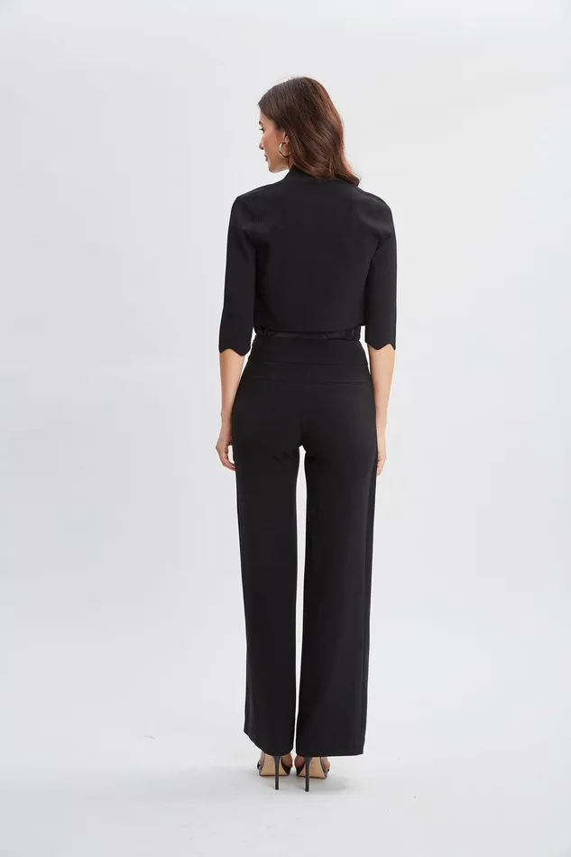 Elie Tahari Scallop Cardigan Black Women Tops