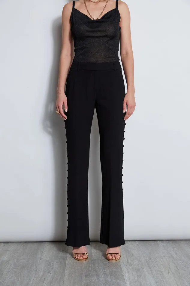 Elie Tahari Side Button Crepe Pant Black Women Bottoms