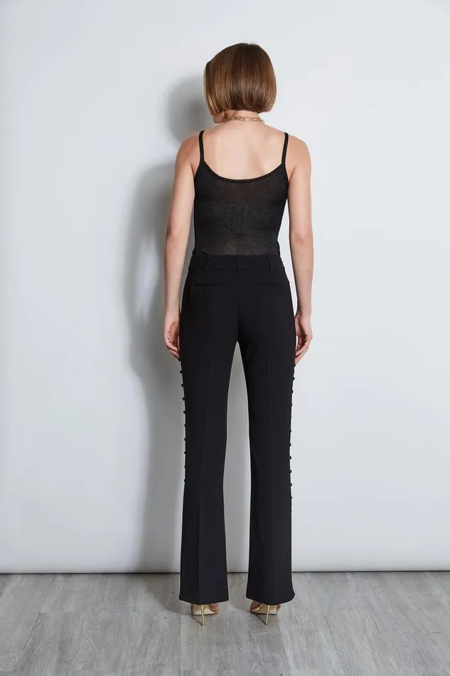 Elie Tahari Side Button Crepe Pant Black Women Bottoms