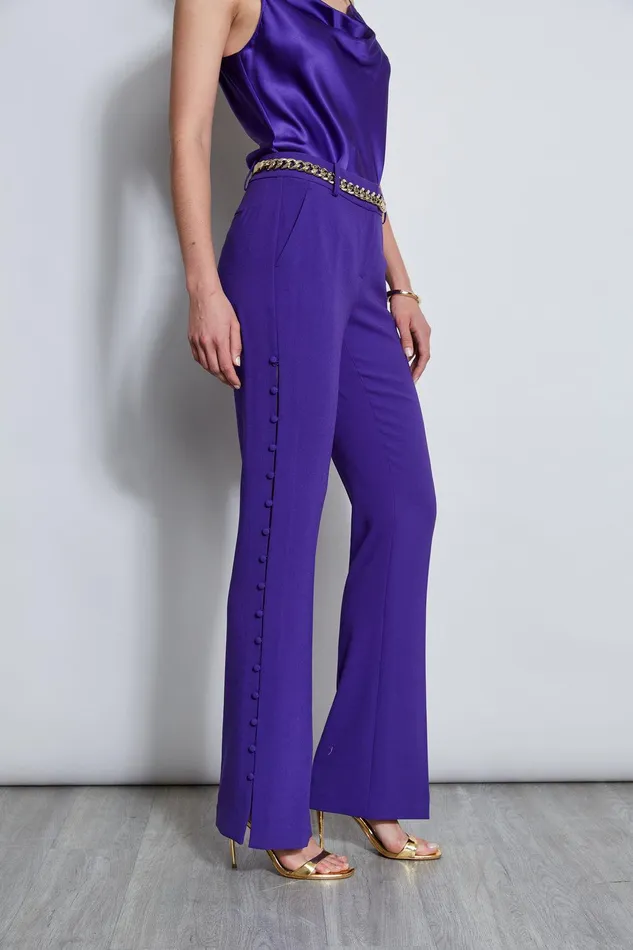 Elie Tahari Side Button Crepe Pant Grape Women Suiting