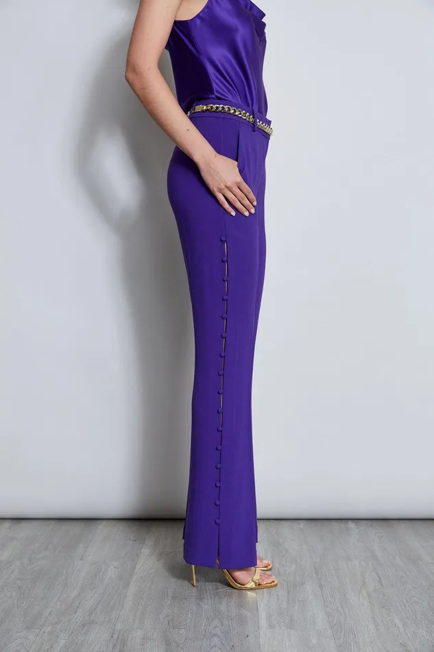 Elie Tahari Side Button Crepe Pant Grape Women Suiting