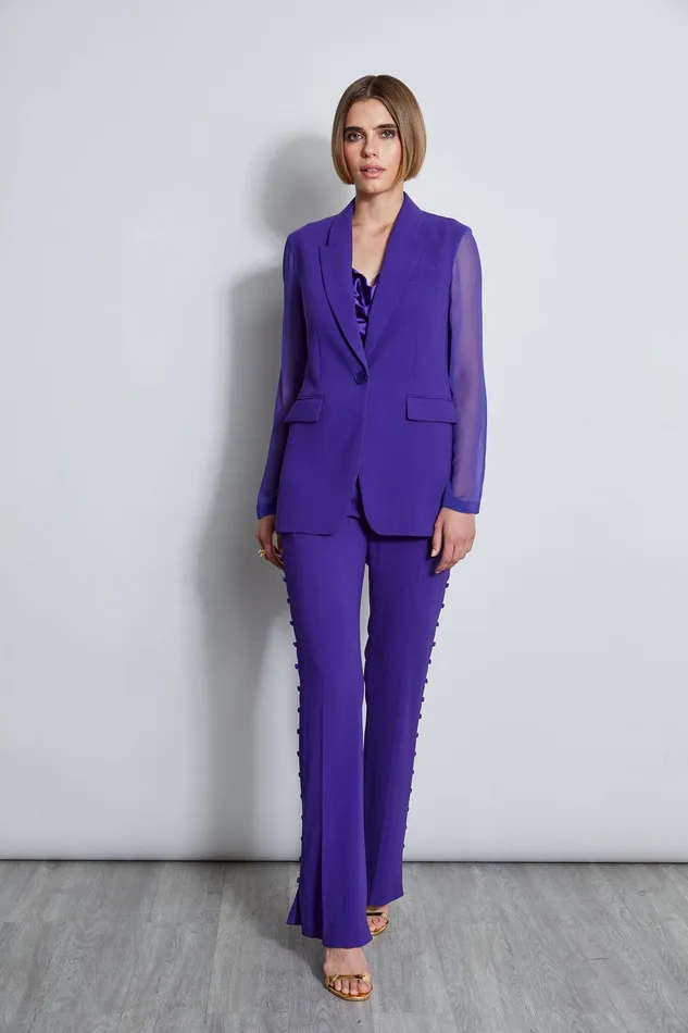 Elie Tahari Side Button Crepe Pant Grape Women Suiting