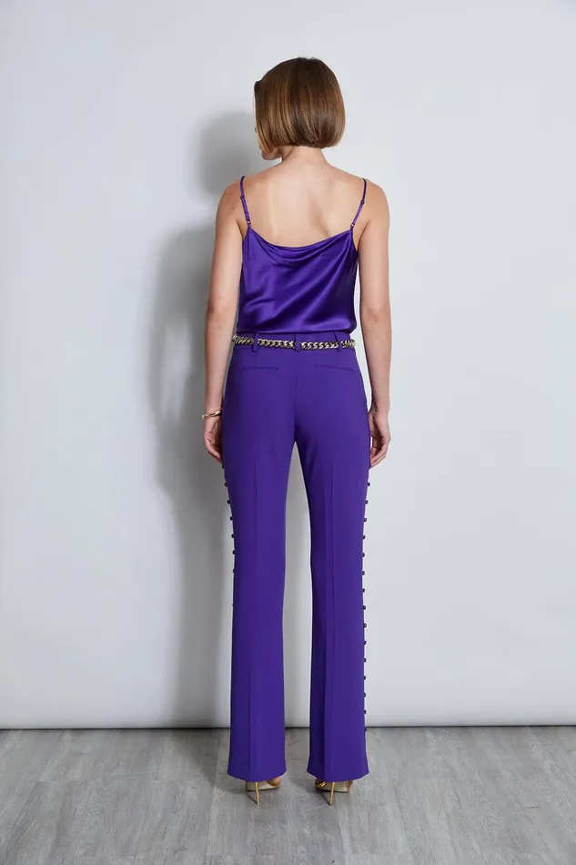 Elie Tahari Side Button Crepe Pant Grape Women Suiting