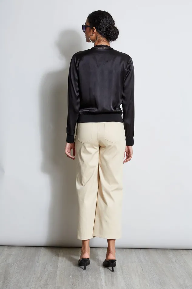 Elie Tahari Silk Satin Bomber Jacket Black Women Jackets and Blazers