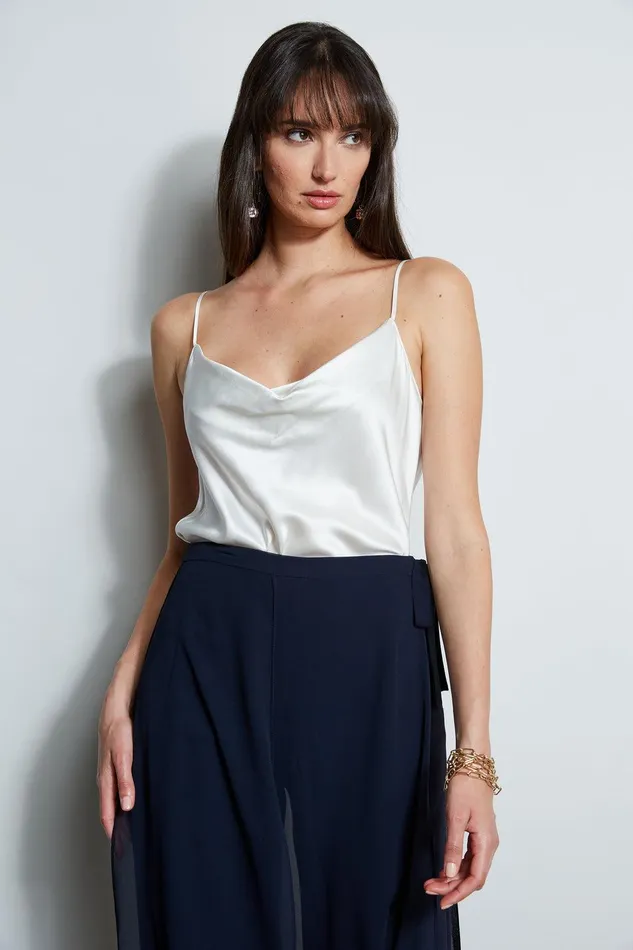 Elie Tahari Silk Satin Cami Fresh Pearl Women Tops