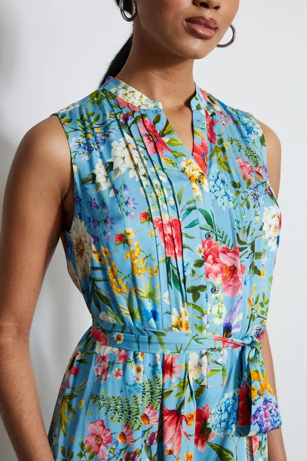 Elie Tahari Silk Wild Meadow Shirt Dress Wild Meadow Print Women Dresses and Jumpsuits