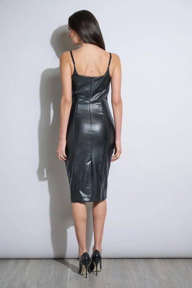 Elie Tahari Vegan Leather Dress Noir Women Dresses and Jumpsuits