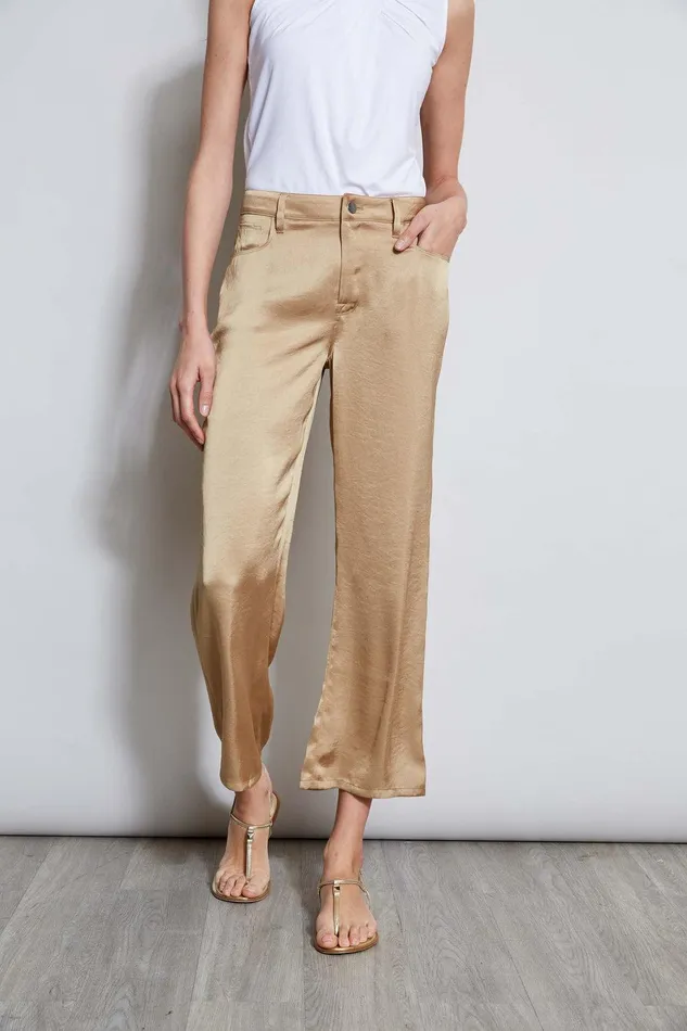 Elie Tahari Washed Satin Fluid Pant Sandcastle Women Bottoms