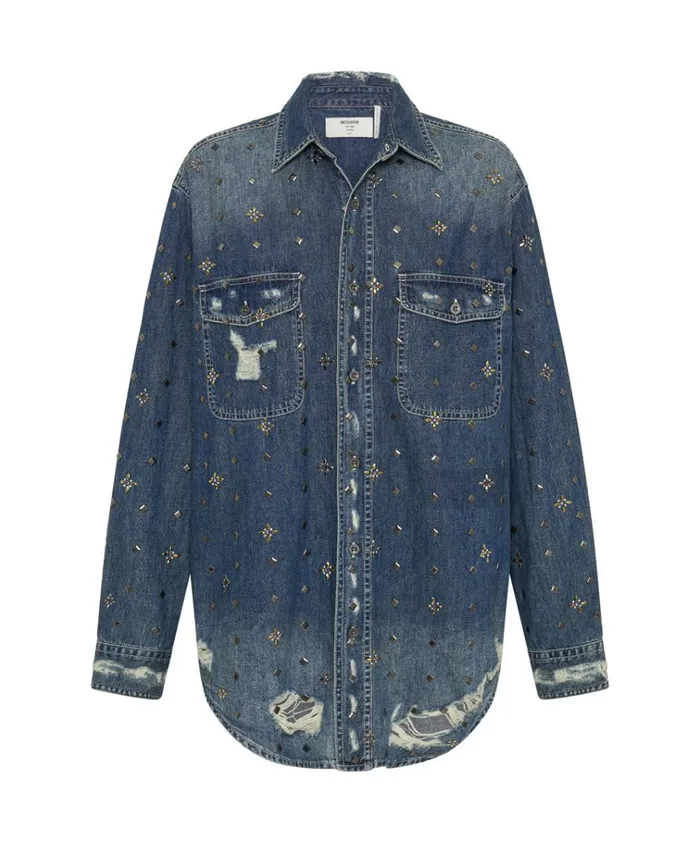 EMBELLISHED EVERYDAY DENIM SHIRT Women One Teaspoon Denim Tops EMBELLISHED EVERYDAY DENIM SHIRT Women One Teaspoon Denim Tops