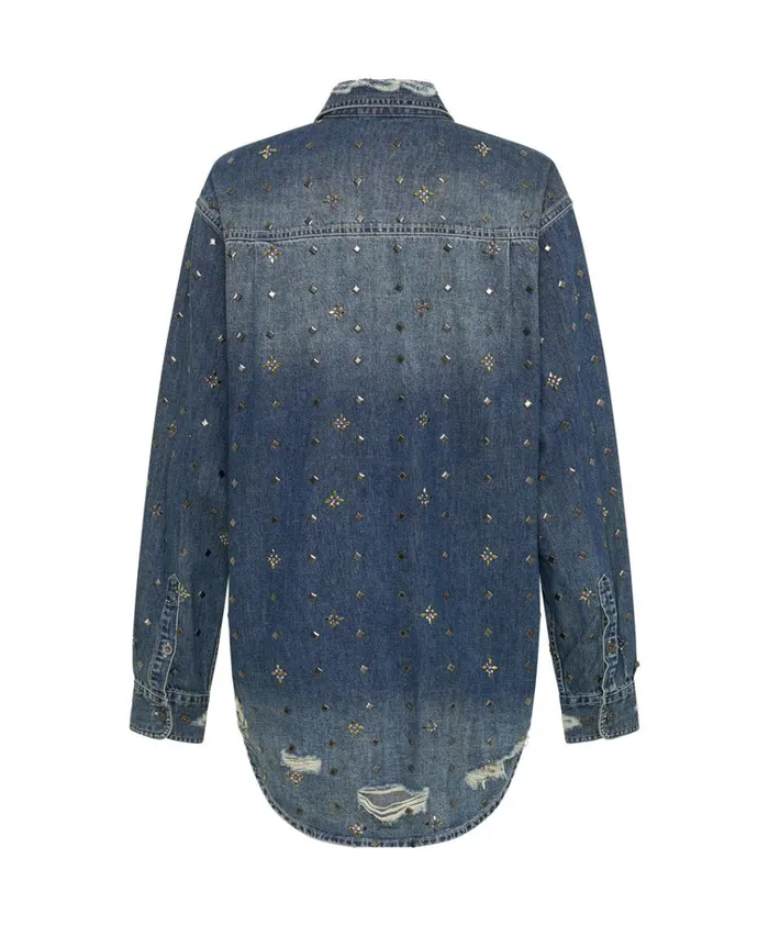 EMBELLISHED EVERYDAY DENIM SHIRT Women One Teaspoon Denim Tops EMBELLISHED EVERYDAY DENIM SHIRT Women One Teaspoon Denim Tops