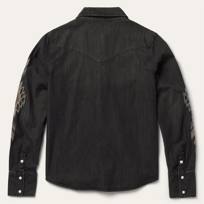 Embroidered Black Denim Shirt Black Women Stetson Denim Shirts
