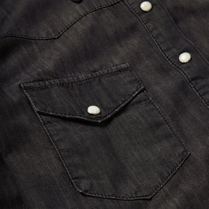 Embroidered Black Denim Shirt Black Women Stetson Denim Shirts