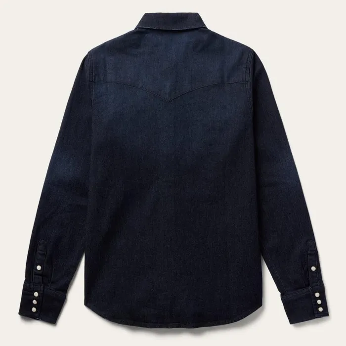Embroidered Dark Denim Snap Front Shirt Blue Women Stetson Denim Shirts
