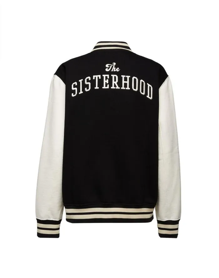 Embroidered Sisterhood Varsity Bomber Solid Black Women La Double J Outerwear