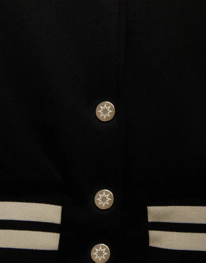 Embroidered Sisterhood Varsity Bomber Solid Black Women La Double J Outerwear