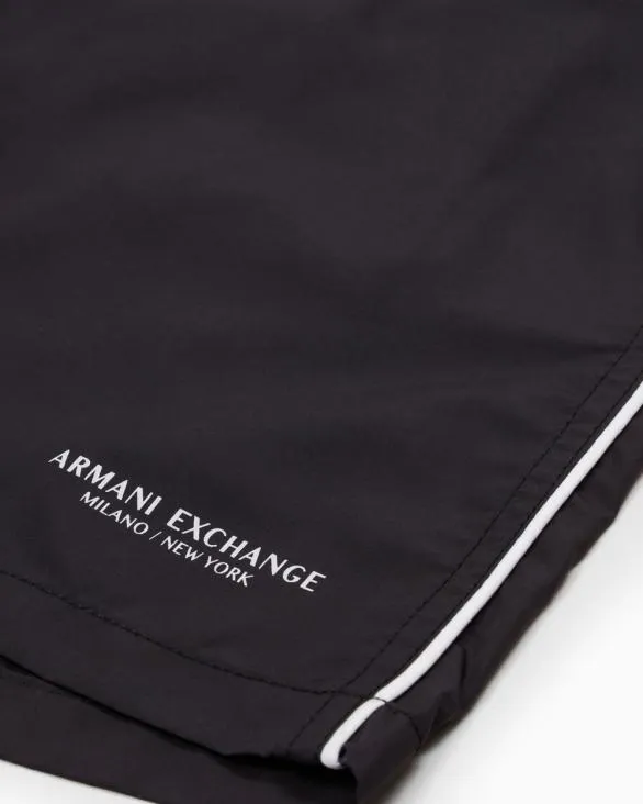 Fabric Swim Boxer With Logo Black Men Armani Beachwear Fabric Swim Boxer With Logo Black Men Armani Beachwear
