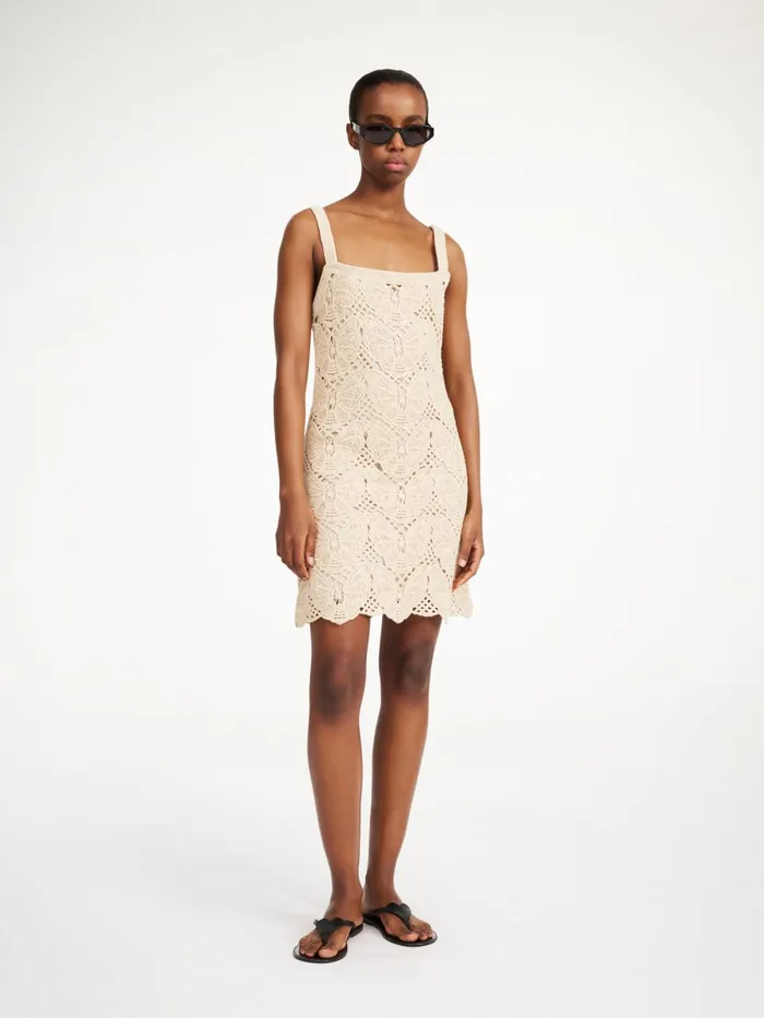 Falla Crochet Mini Dress Oyster Gray Women By Malene Birger Knitwear