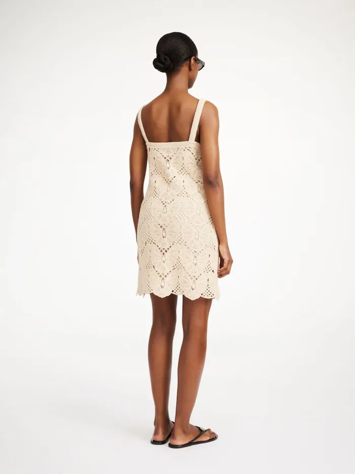 Falla Crochet Mini Dress Oyster Gray Women By Malene Birger Knitwear