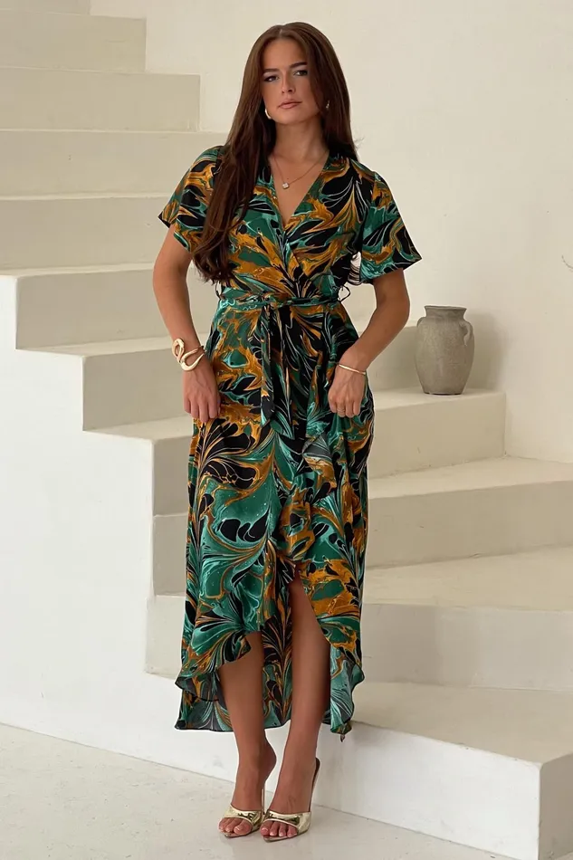 Farrah Green Marble Print Maxi Dress Women Girl In Mind Maxi Dresses
