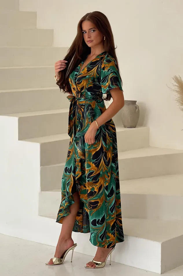 Farrah Green Marble Print Maxi Dress Women Girl In Mind Maxi Dresses