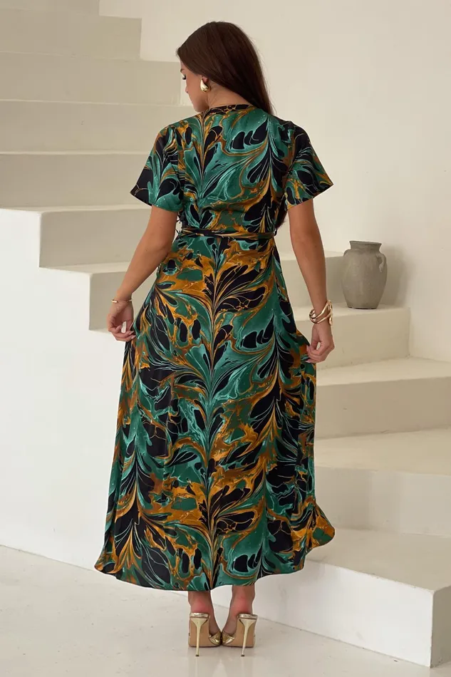 Farrah Green Marble Print Maxi Dress Women Girl In Mind Maxi Dresses