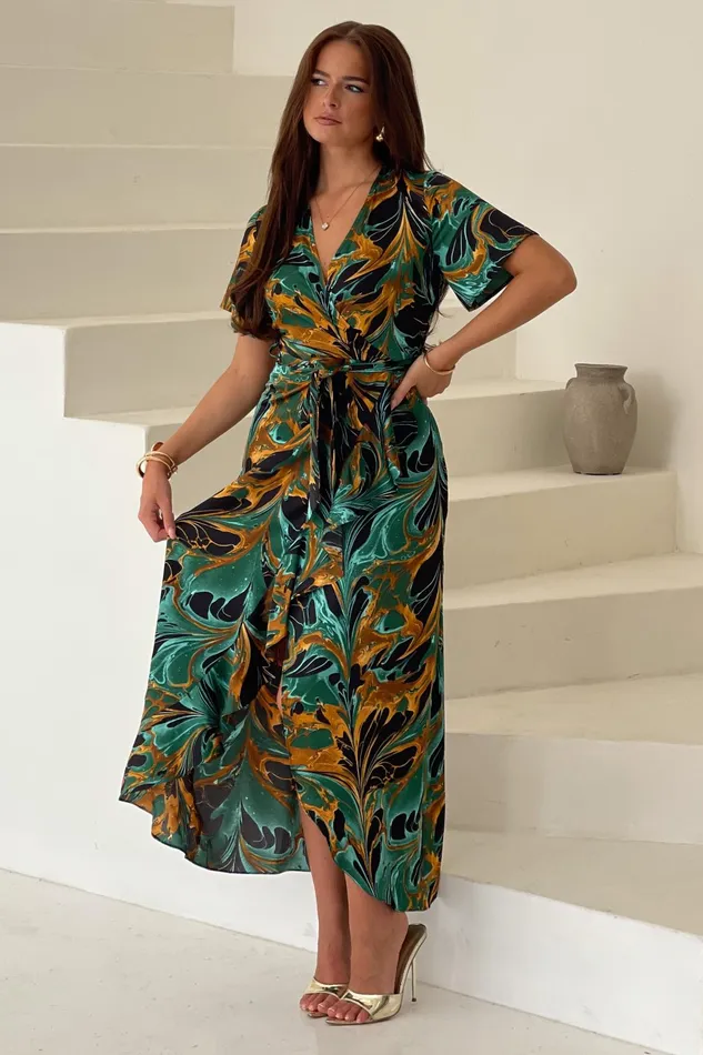 Farrah Green Marble Print Maxi Dress Women Girl In Mind Maxi Dresses