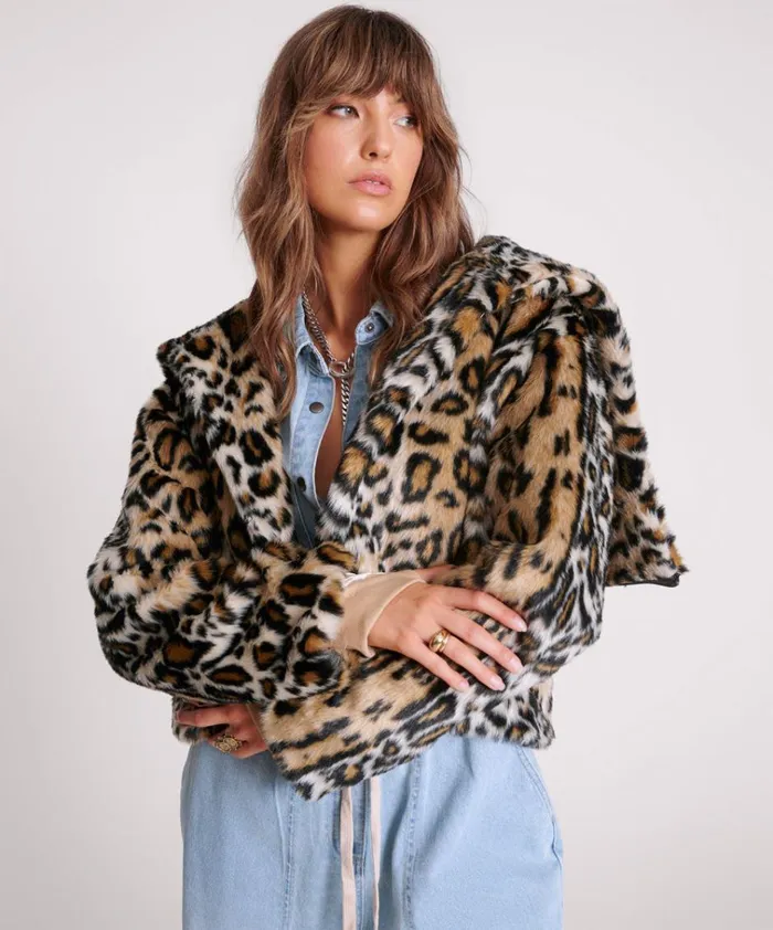 FAUX LEOPARD SPLIT HOOD JACKET Women One Teaspoon Jackets