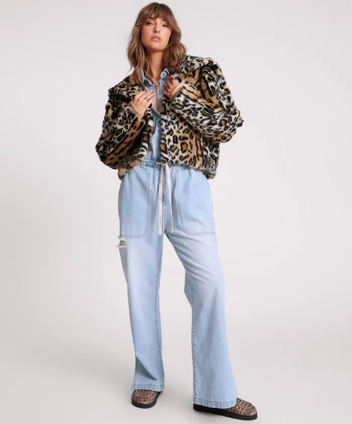 FAUX LEOPARD SPLIT HOOD JACKET Women One Teaspoon Jackets FAUX LEOPARD SPLIT HOOD JACKET Women One Teaspoon Jackets