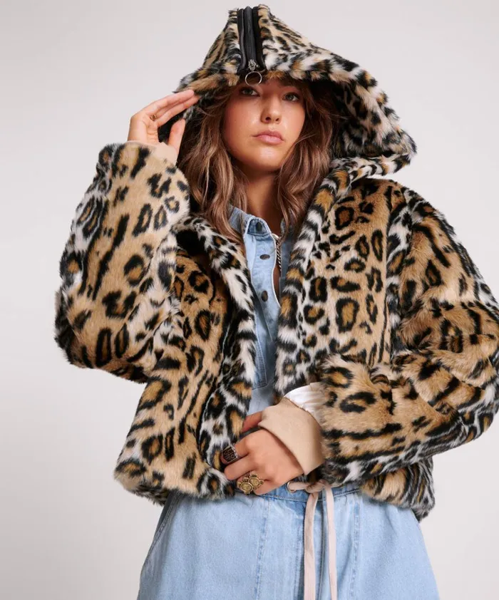 FAUX LEOPARD SPLIT HOOD JACKET Women One Teaspoon Jackets FAUX LEOPARD SPLIT HOOD JACKET Women One Teaspoon Jackets