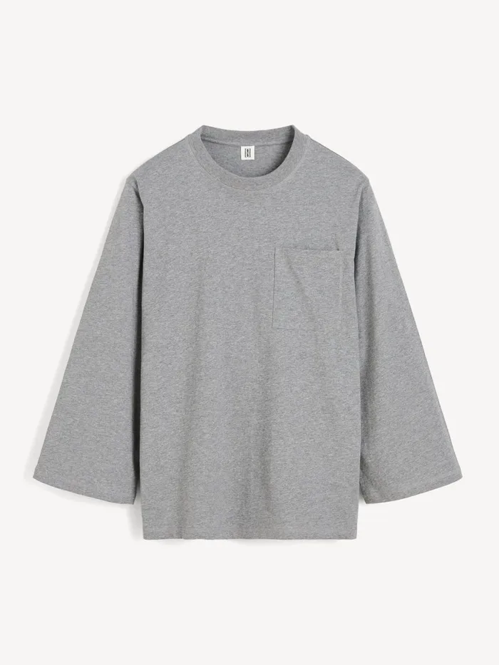 Fayeh Oversized Longsleeve Grey Melange Women By Malene Birger Tops and Blouses