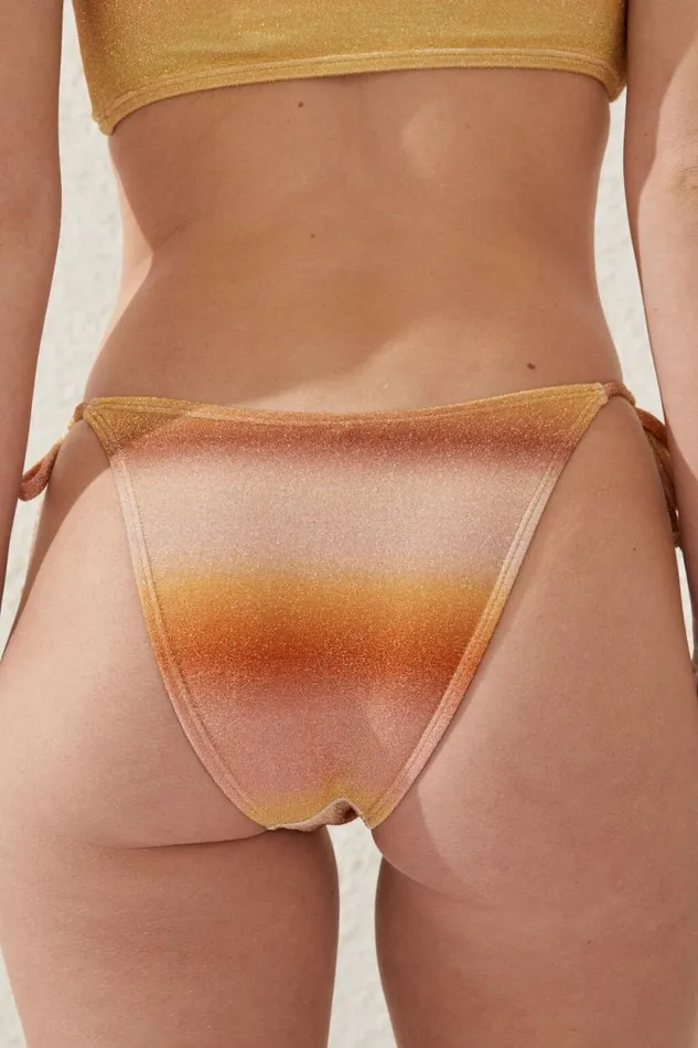 Fixed Tie Side Brazilian Bikini Bottom Sierra Ombre Sunrise Metallic Women Cotton On Bikinis