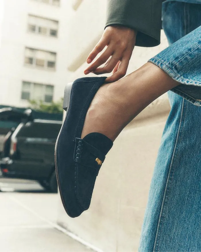 Flats and Loafers Shop Veronica Beard Penny Suede Loafer Black