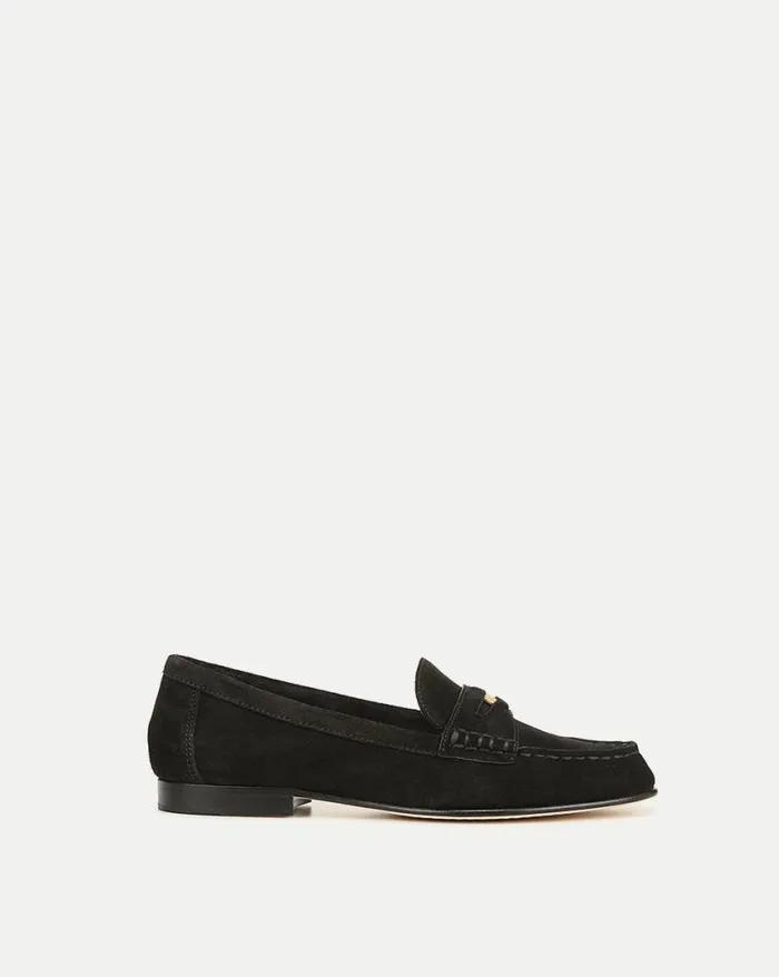 Flats and Loafers Shop Veronica Beard Penny Suede Loafer Black