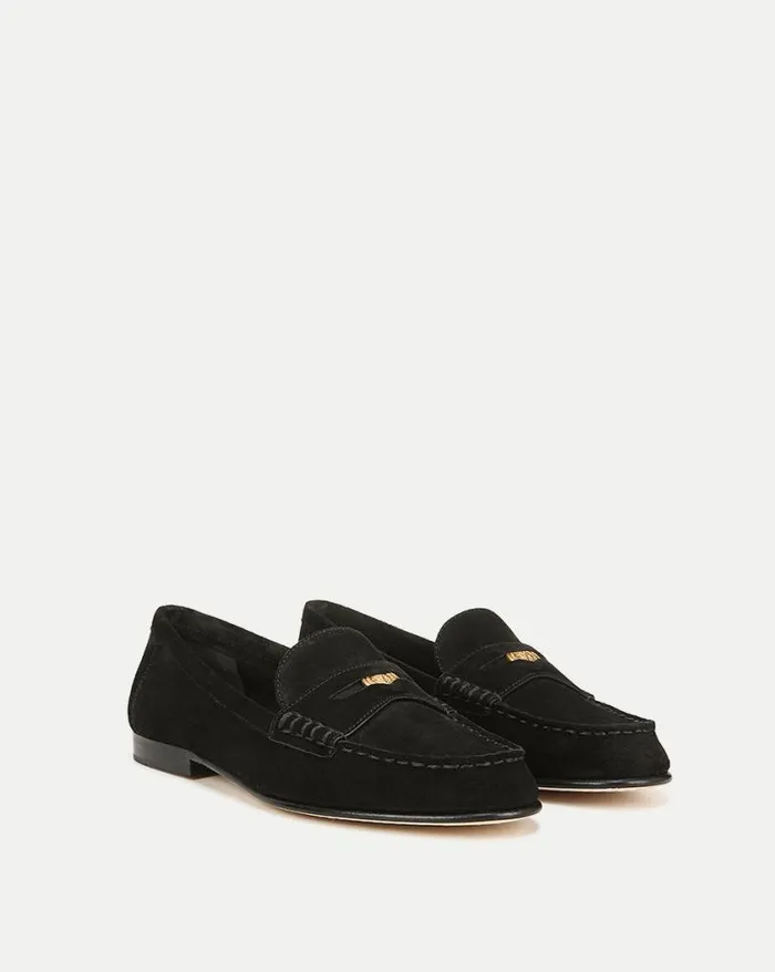 Flats and Loafers Shop Veronica Beard Penny Suede Loafer Black