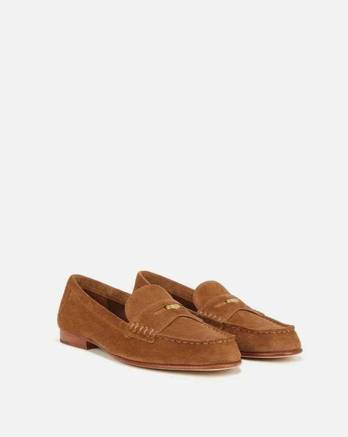 Flats and Loafers Shop Veronica Beard Penny Suede Loafer Black