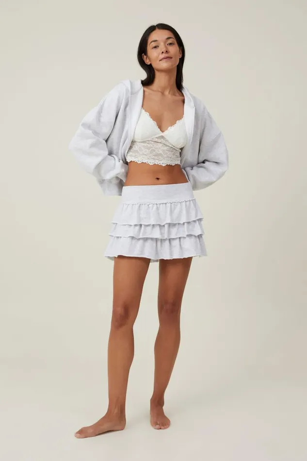 Fleece Rara Skirt Light Grey Marle Women Cotton On Skirts