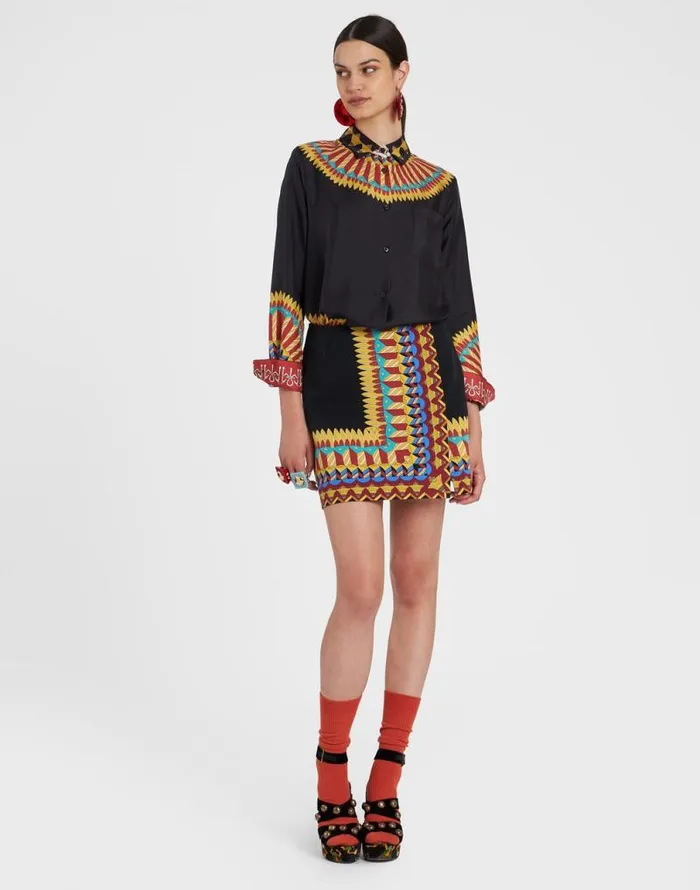 Foulard Mini Skirt Delta Place Black Women La Double J Skirts Foulard Mini Skirt Delta Place Black Women La Double J Skirts