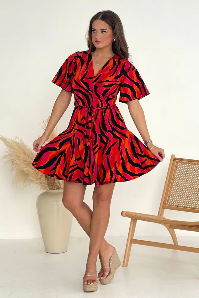 Frankie Wrap Skater Mini Dress Red Women Girl In Mind Skater Dresses