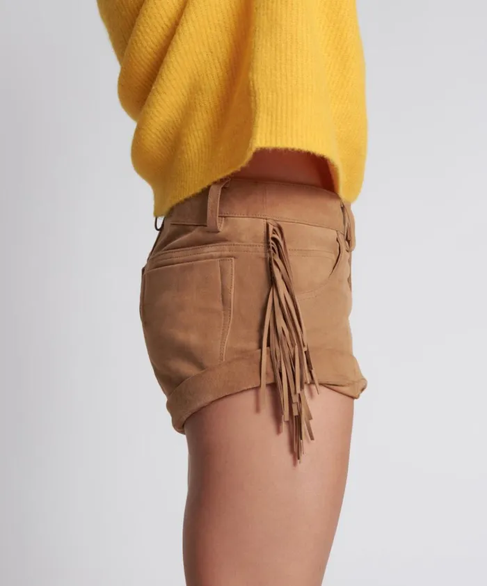 FRINGED BANDITS LOW WAIST SUEDE SHORT Women One Teaspoon Bottoms FRINGED BANDITS LOW WAIST SUEDE SHORT Women One Teaspoon Bottoms