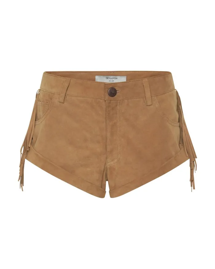 FRINGED BANDITS LOW WAIST SUEDE SHORT Women One Teaspoon Bottoms FRINGED BANDITS LOW WAIST SUEDE SHORT Women One Teaspoon Bottoms