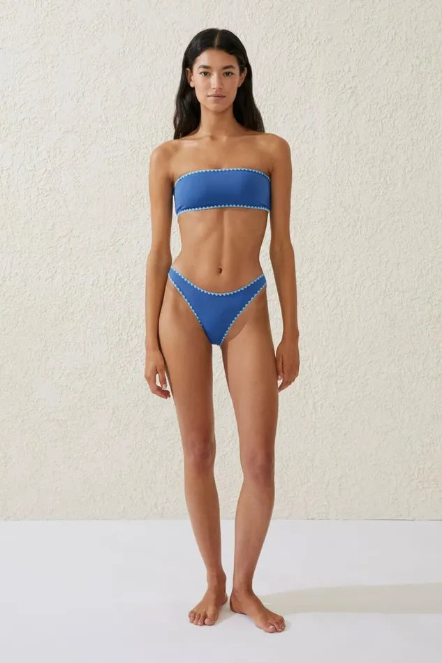 Full Bikini Bottom Spring Blueblanket Stitch Women Cotton On Bikinis